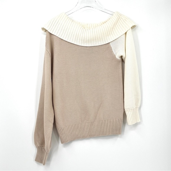 Jeannie Mai X INC Tao Off-The-Shoulder Colorblocked Sweater Size XS NWT - Picture 2 of 7
